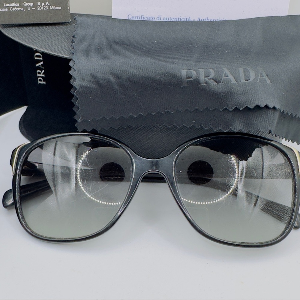 Black prada cat eye sunglasses with gray radiant lenses - Picture 3 of 7